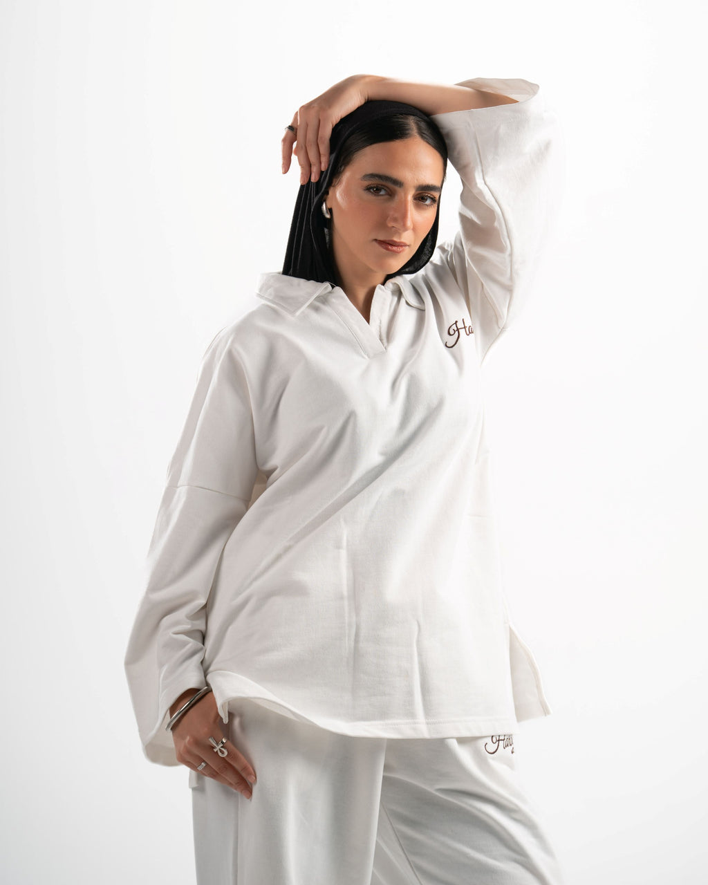 Light Weight Polo Long Sleeve - White