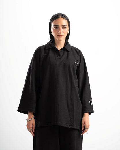 Light Weight Polo Long Sleeve - Black