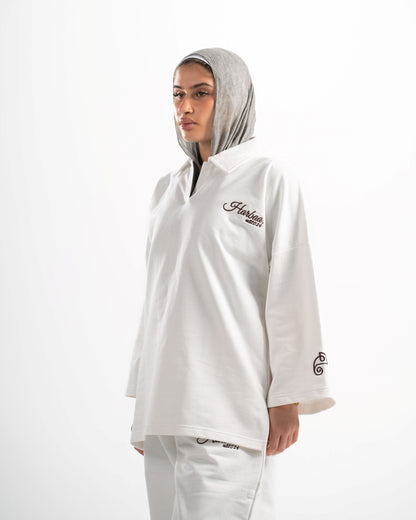 Light Weight Polo Long Sleeve - White