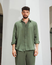 Yalın linen shirt- Zeytin Olive
