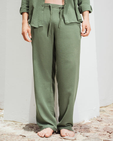 Yalın linen pants - Zeytin Olive