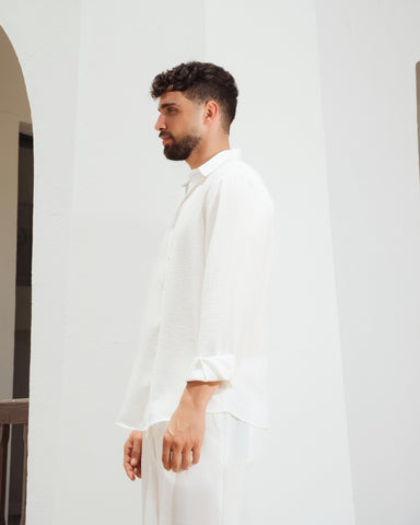 Yalın linen Sets – white sea