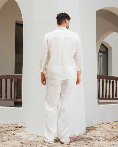 Yalın linen Sets – white sea