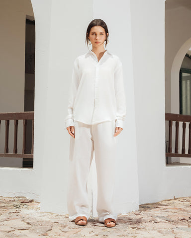 Yalın linen Sets – white sea