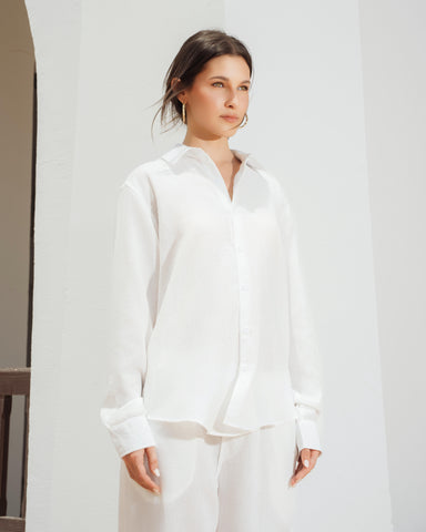 Yalın linen shirt- white sea