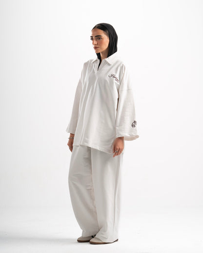 Light Weight Polo Long Sleeve - White