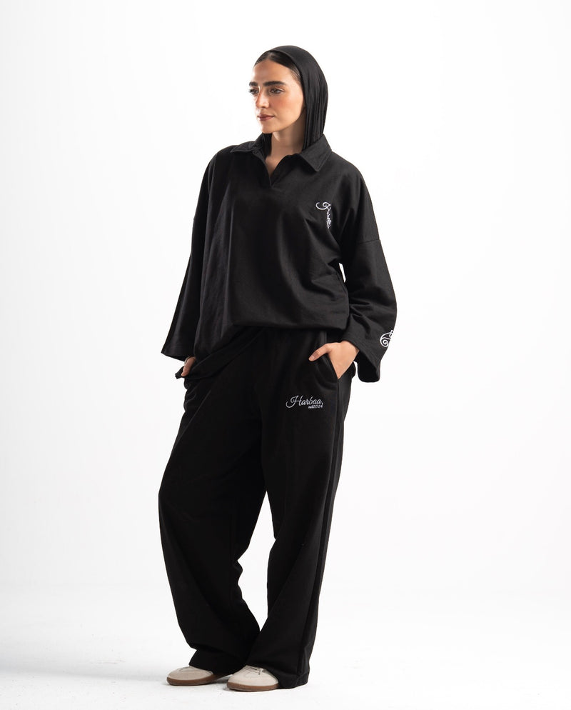 Light Weight Polo Long Sleeve - Black