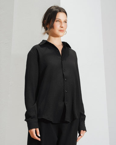 Yalın linen shirt - Midnight black