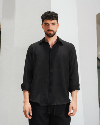 Yalın linen shirt - Midnight black