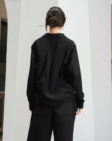 Yalın linen shirt - Midnight black