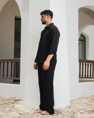 Yalın linen Sets – Midnight black