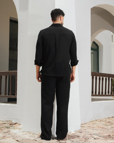 Yalın linen Sets – Midnight black