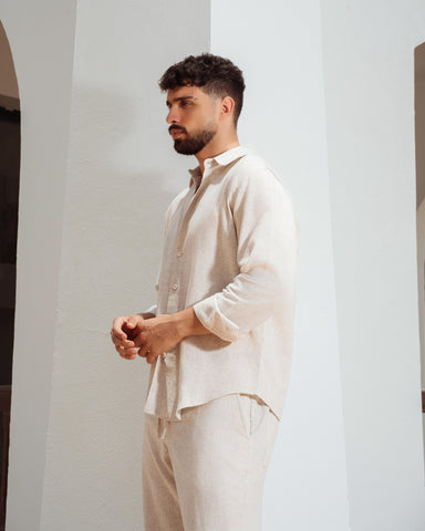 Yalın linen shirt- Sand Beige