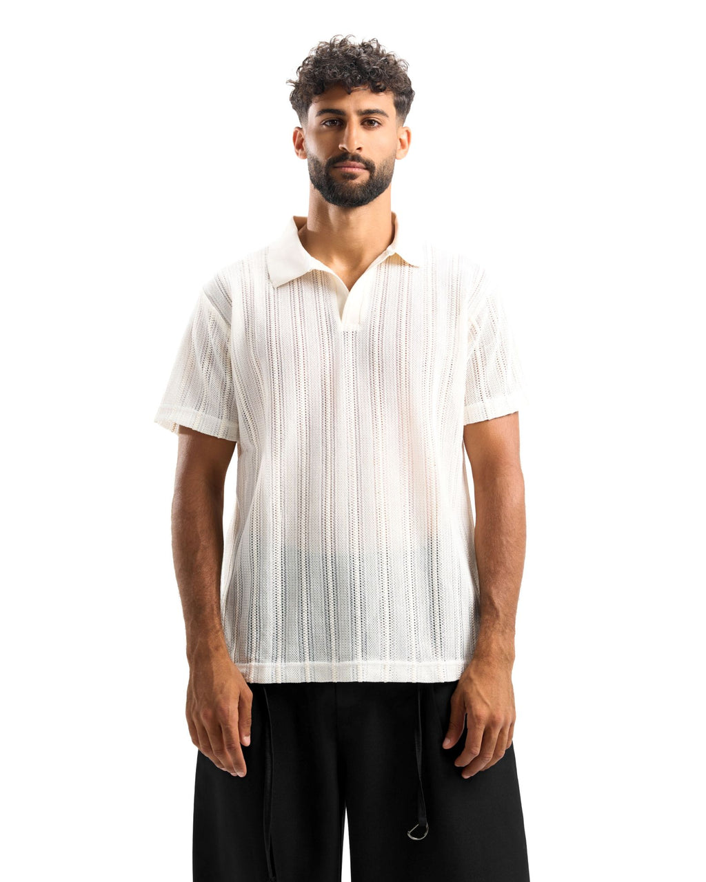 White knitted polo
