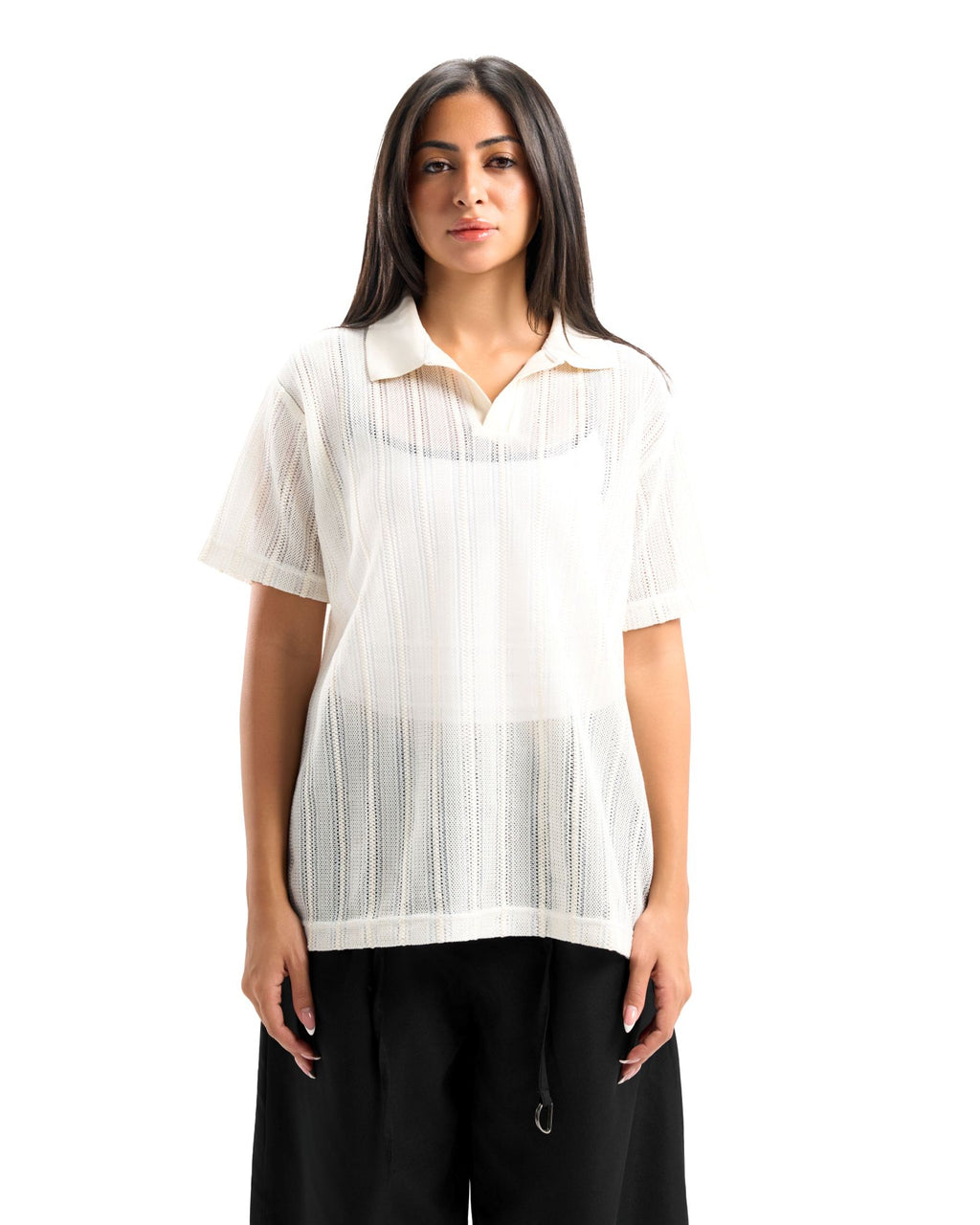 White knitted polo