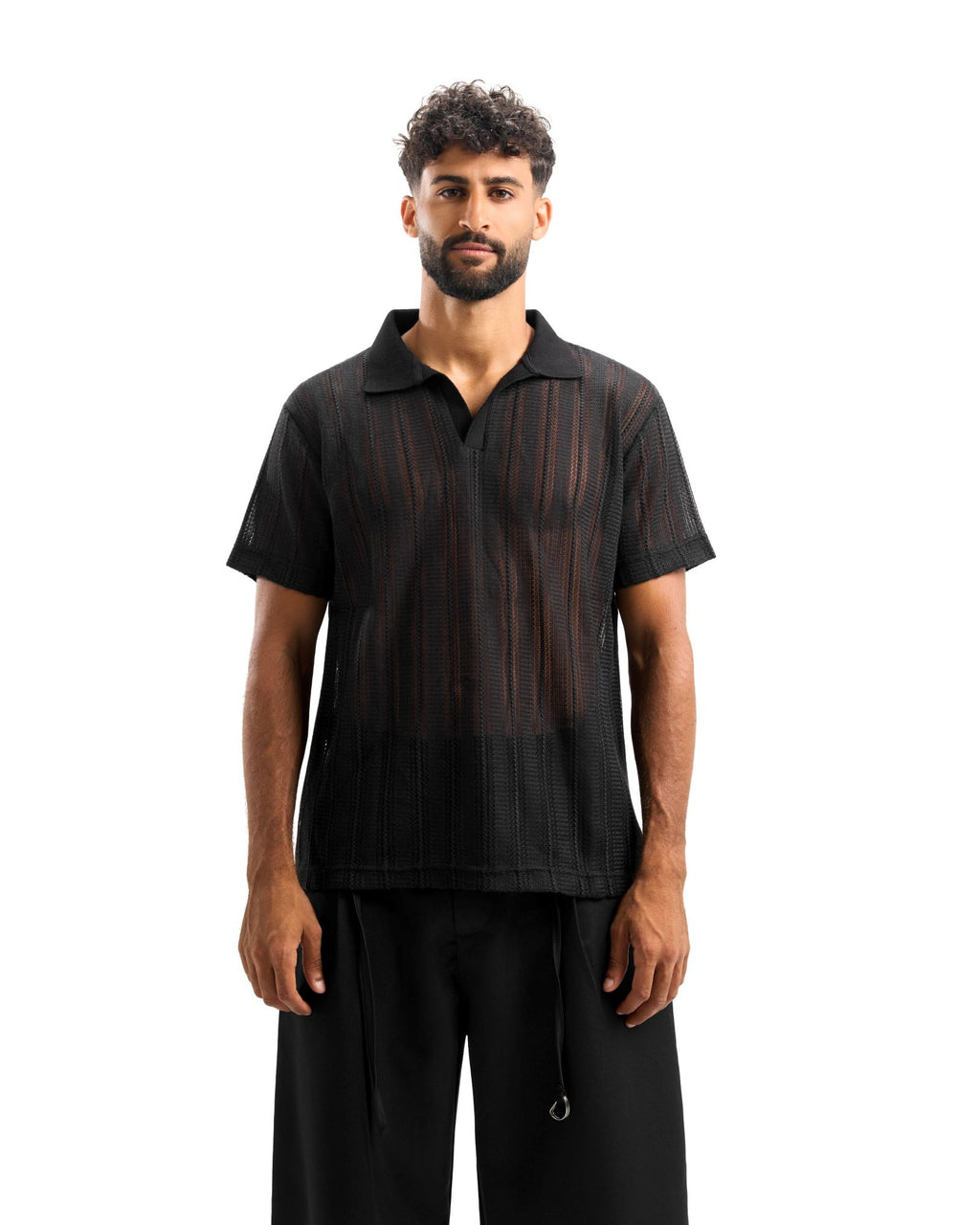 Black knitted polo