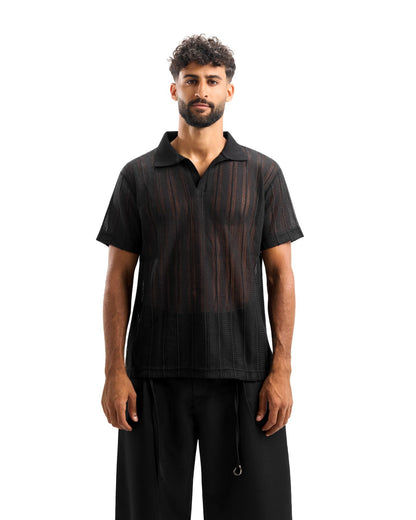 Black knitted polo