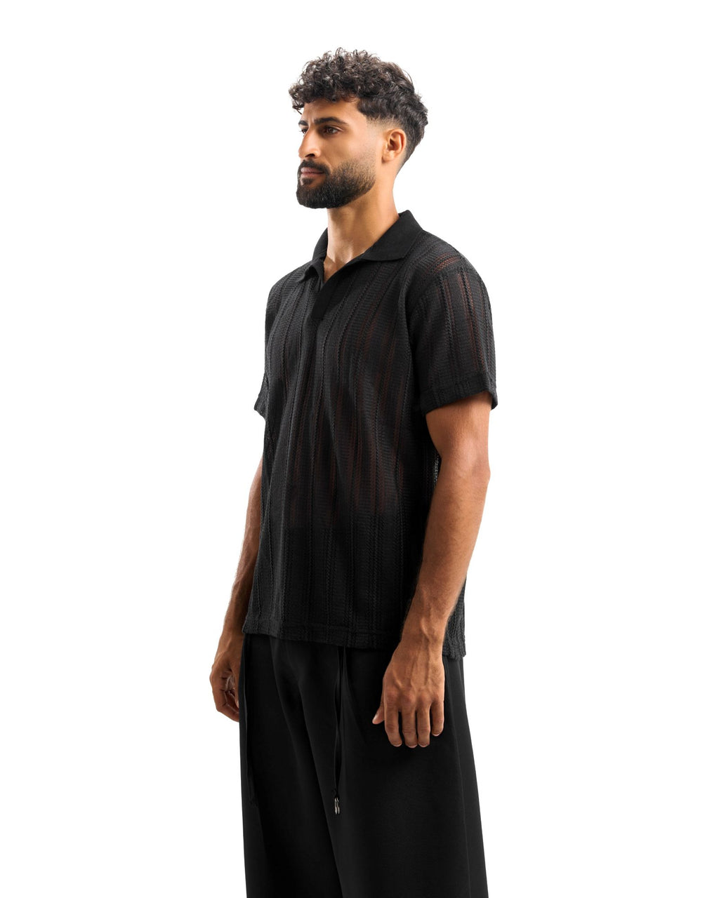 Black knitted polo