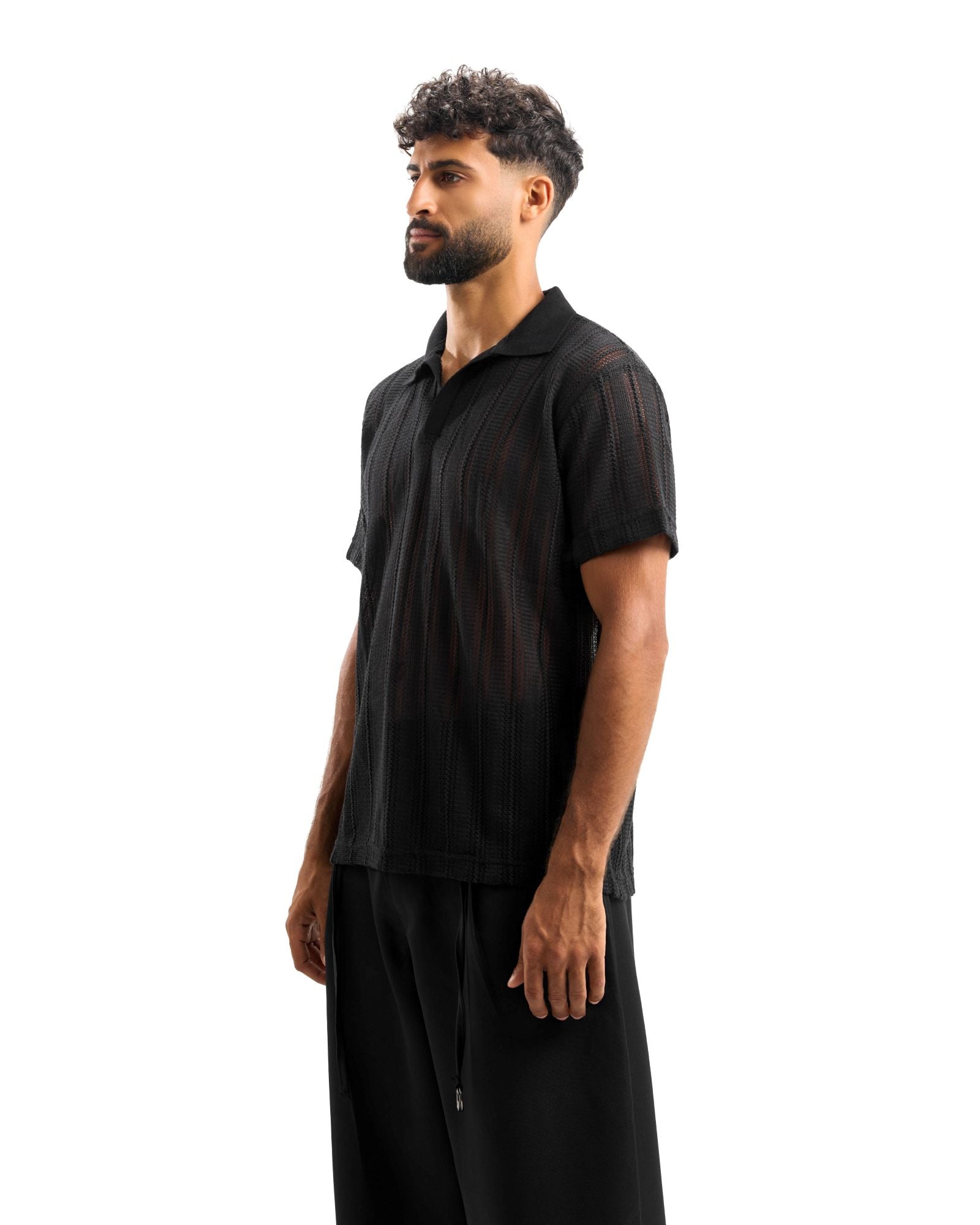Black knitted polo