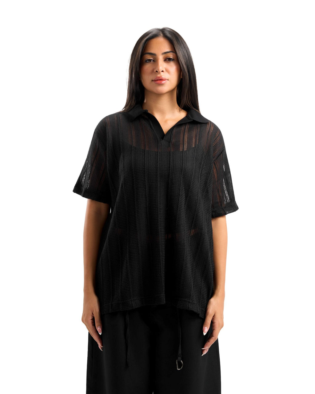 Black knitted polo