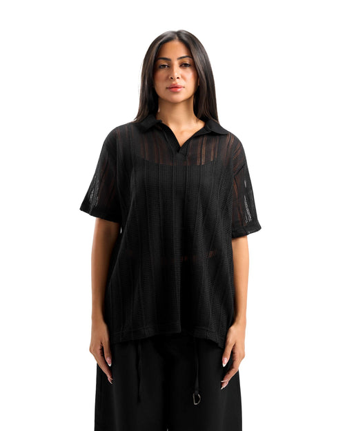 Black knitted polo