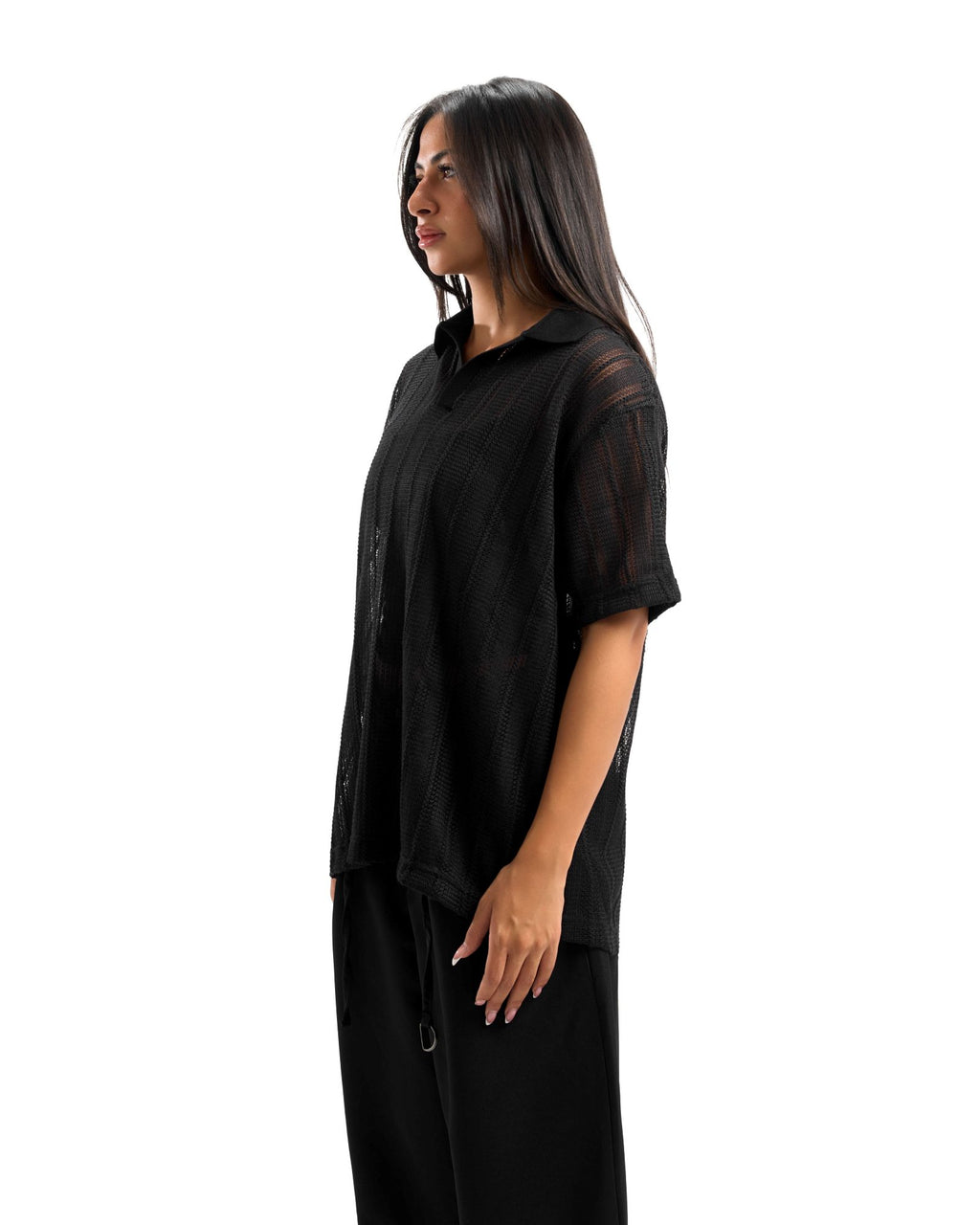 Black knitted polo