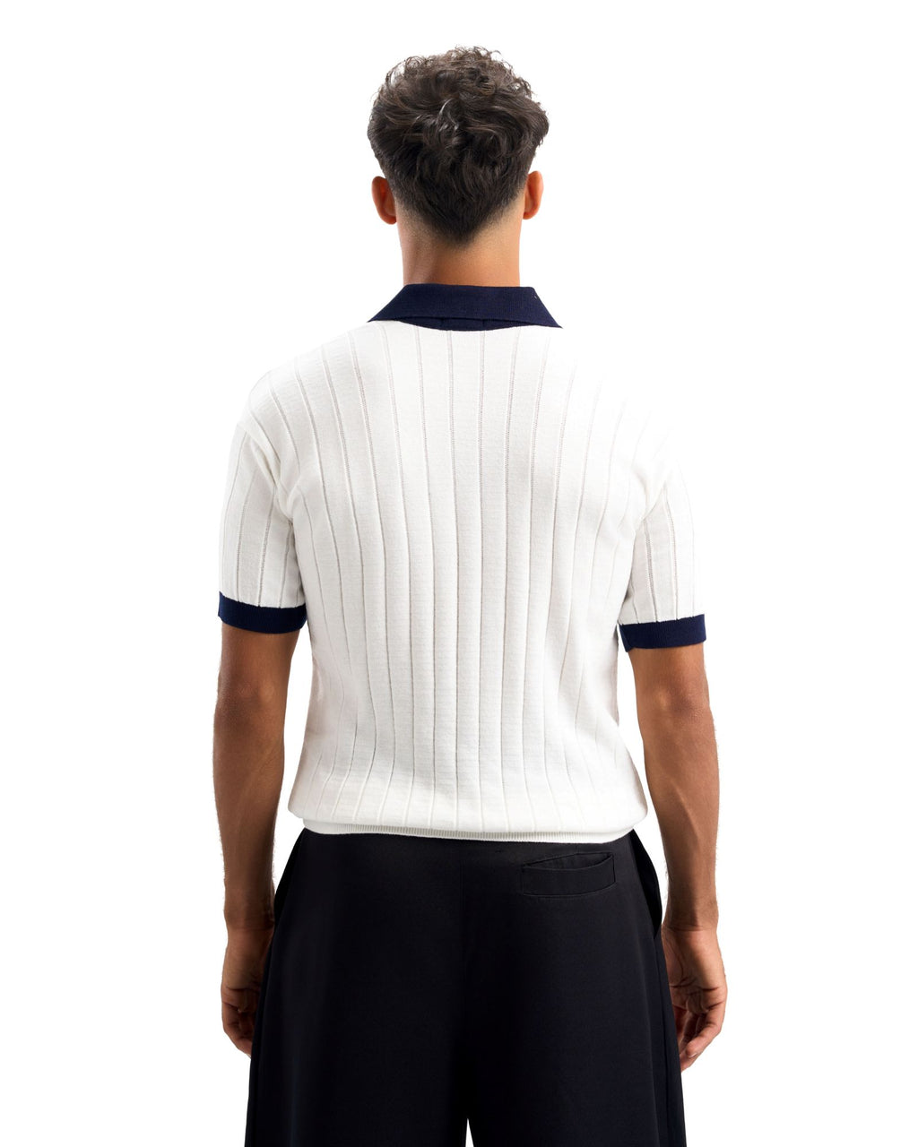 White/Navy Blue Rounded Polo