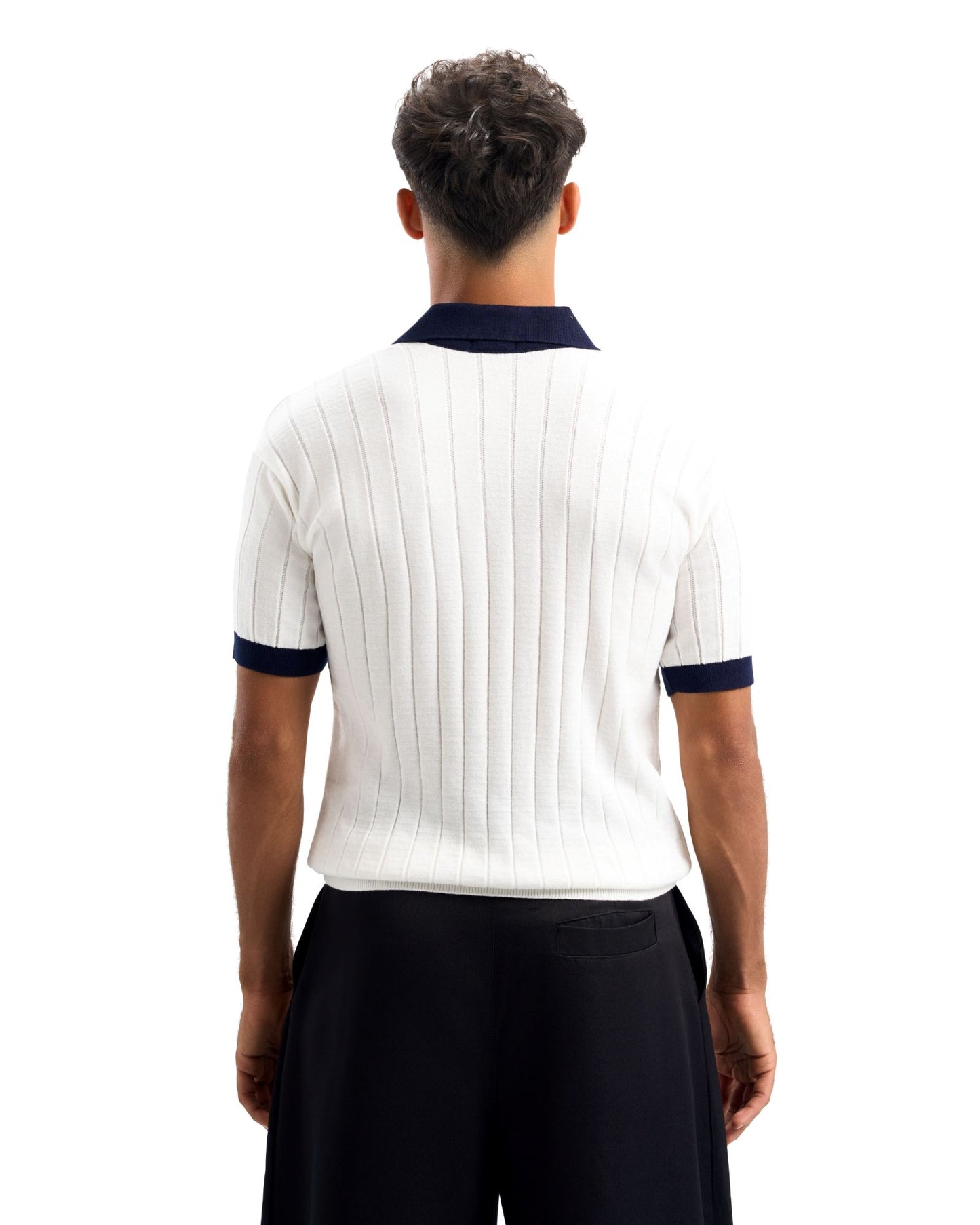 White/Navy Blue Rounded Polo