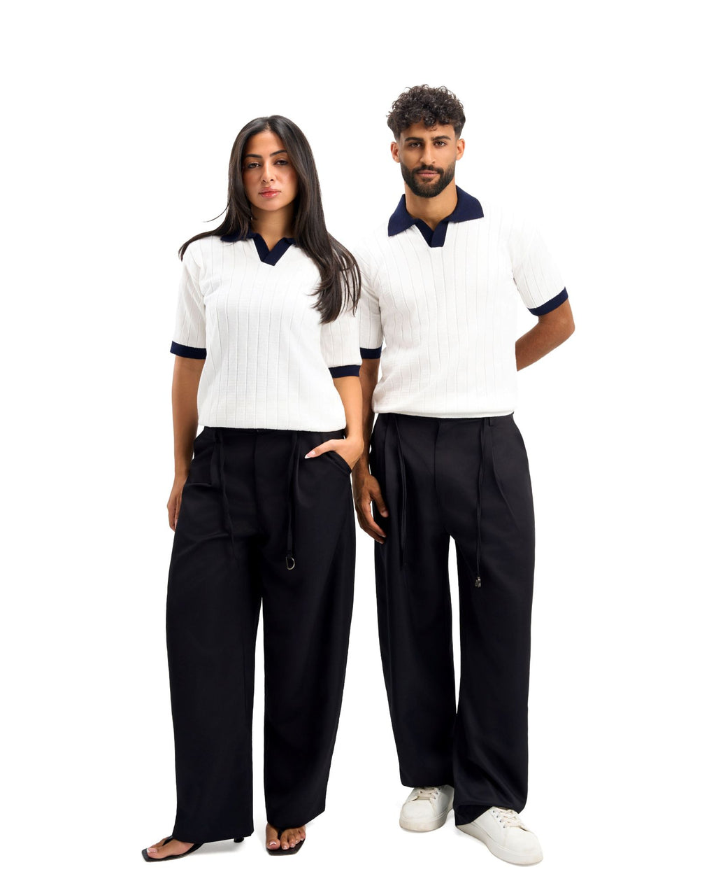 White/Navy Blue Rounded Polo