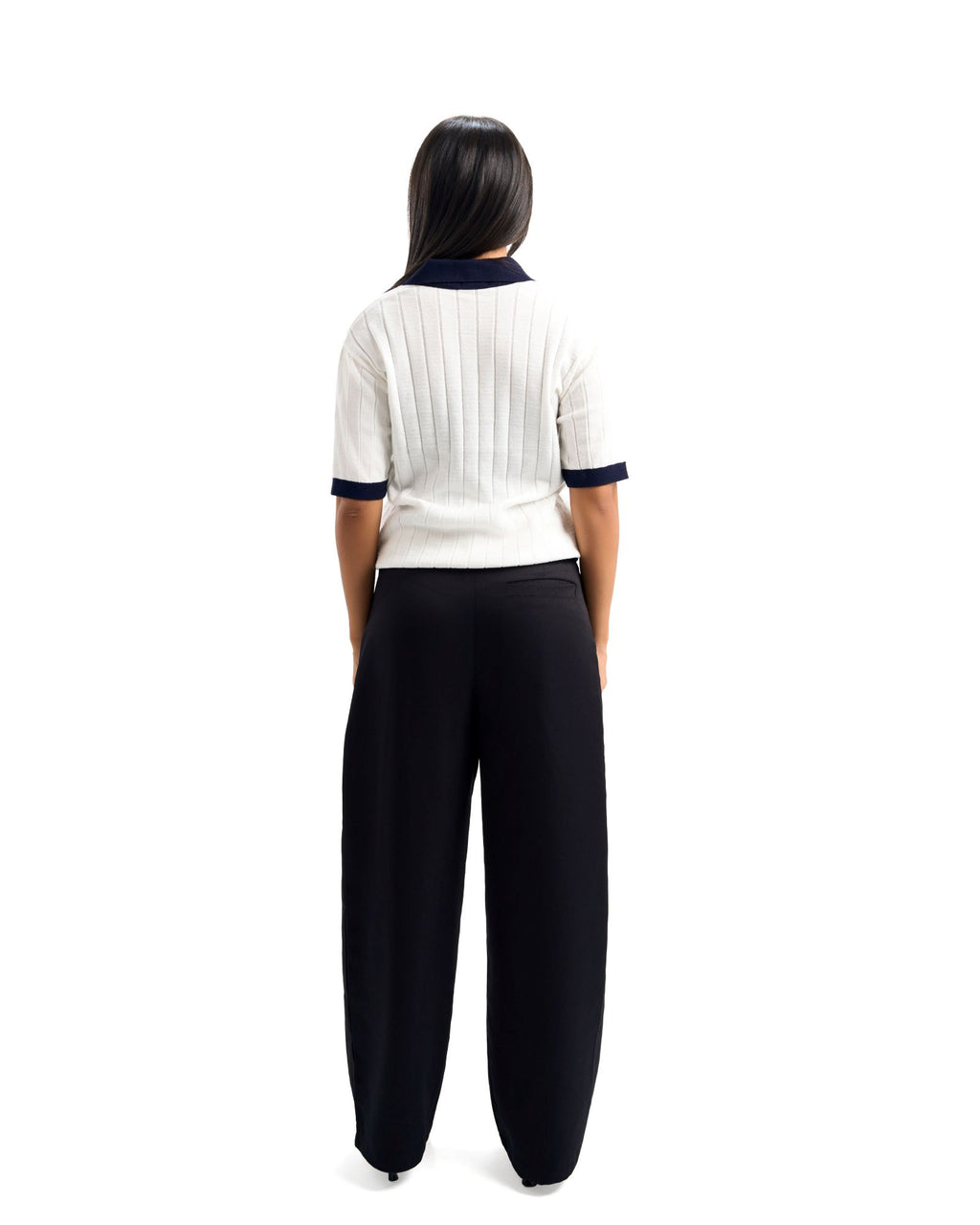 White/Navy Blue Rounded Polo