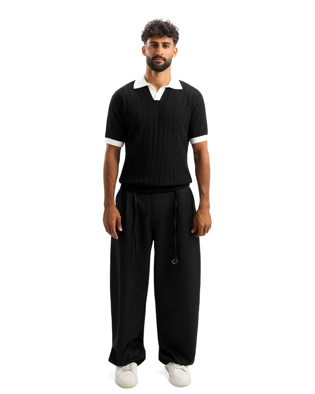 Black/White Rounded Polo