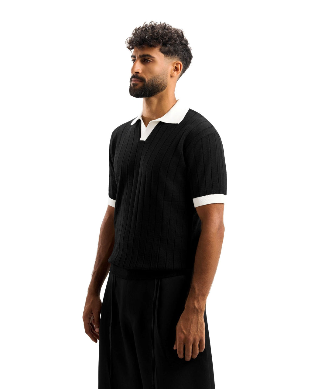 Black/White Rounded Polo