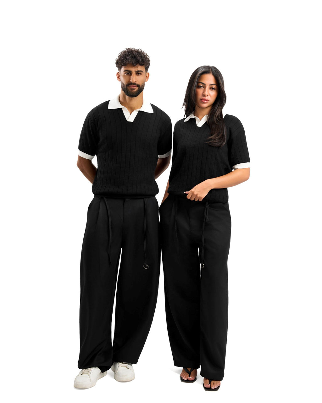 Black/White Rounded Polo